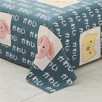 Cartoon Animal Flat Sheet, Kawaii Cat Pig Print Bed Sheet Set for Girls Teen Room Decor Microfiber Bed Cover with 2 Pillow Cases 5