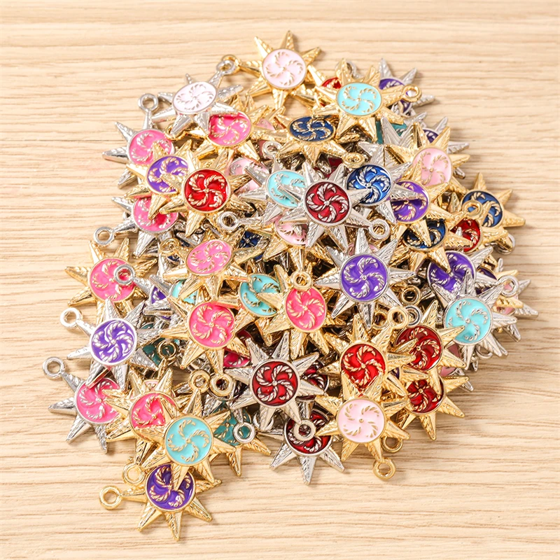10 Stück 20x24mm Niedliche Emaille-Sonnenanhänger für die Herstellung von Ohrhängern, Halsketten, Armbändern, DIY Handgemachter Schmuck, Schmuckzubehör – Detail 16