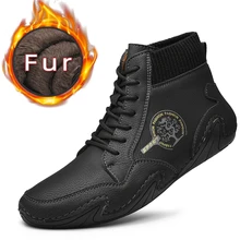  Men's Shoes In Winter Stylish Ankle Boots Handmade High Top Casual Shoes Outdoor Sneakers Hiking Shoes Comfy Plush Keep Warm New 