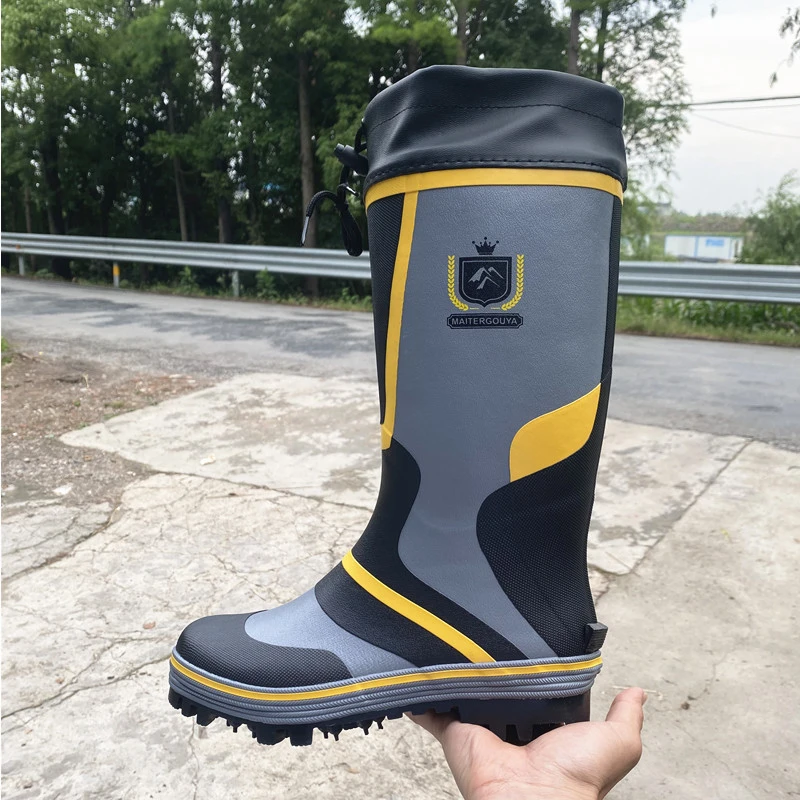 Chaussures de pêche étanches avec semelle à crampons acier - Bottes caoutchouc homme femme pour pêche en rivière
