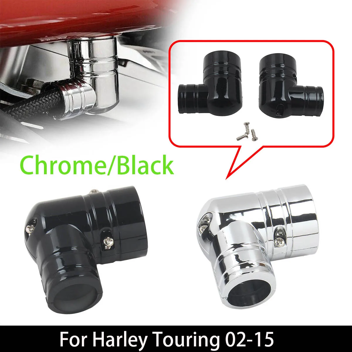 

Chrome/Black Motorcycle Fuel Line Fitting Cover Fit For Harley Touring 02-15 Motorcycle Accessories