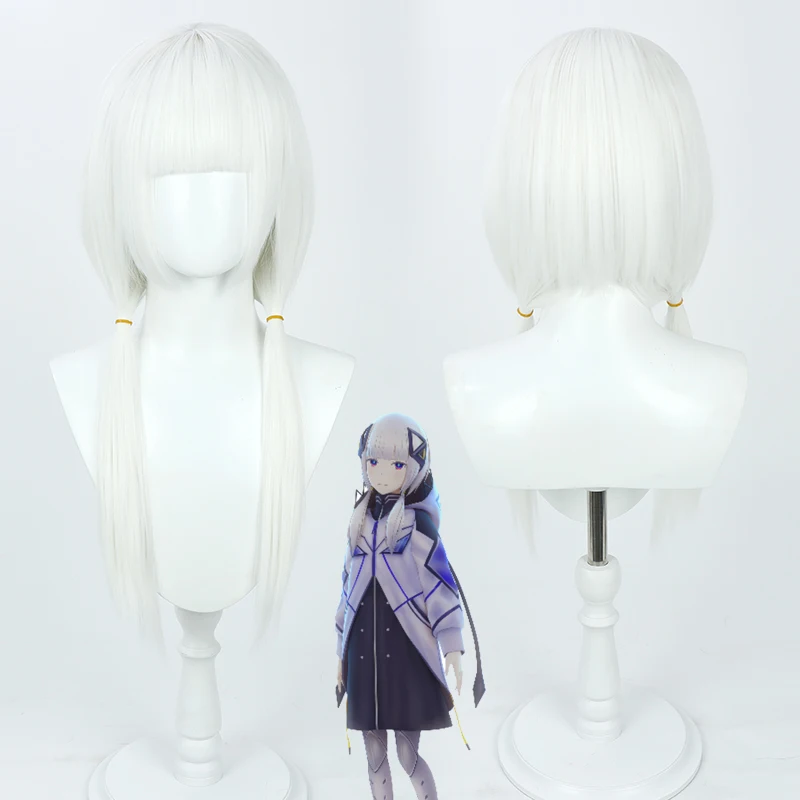

YouTuber KAMITSUBAKI Kafu Cosplay Wig 60cm Long White Heat Resistant Synthetic Hair Role Play Halloween Carnival Party + Wig Cap