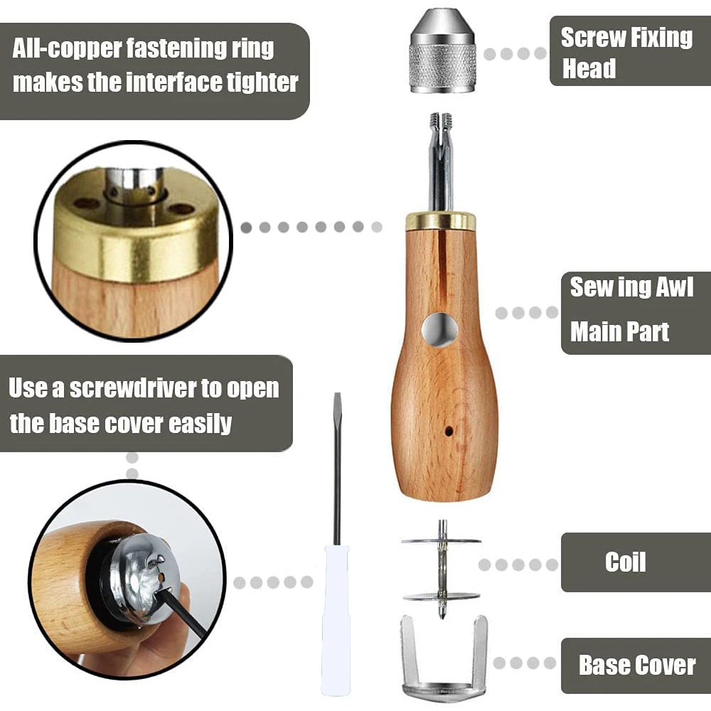 Leather Sewing Awl Thread Kit for DIY Crafting and Canvas Repair