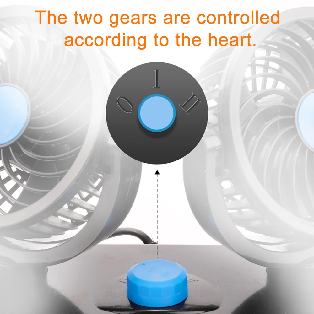 Car Dual Fan Car Interior Accessories 360 Degrees-round Cooling Accessories Swing Fan Ventilation Board Summer 12V