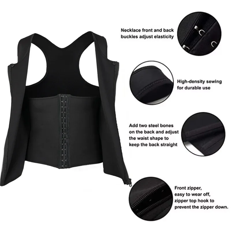 Men's Slimming Tank Top Body Shaper Comfortable Compression Vest With Zipper Strong Back Support Undershirt Compression Tops