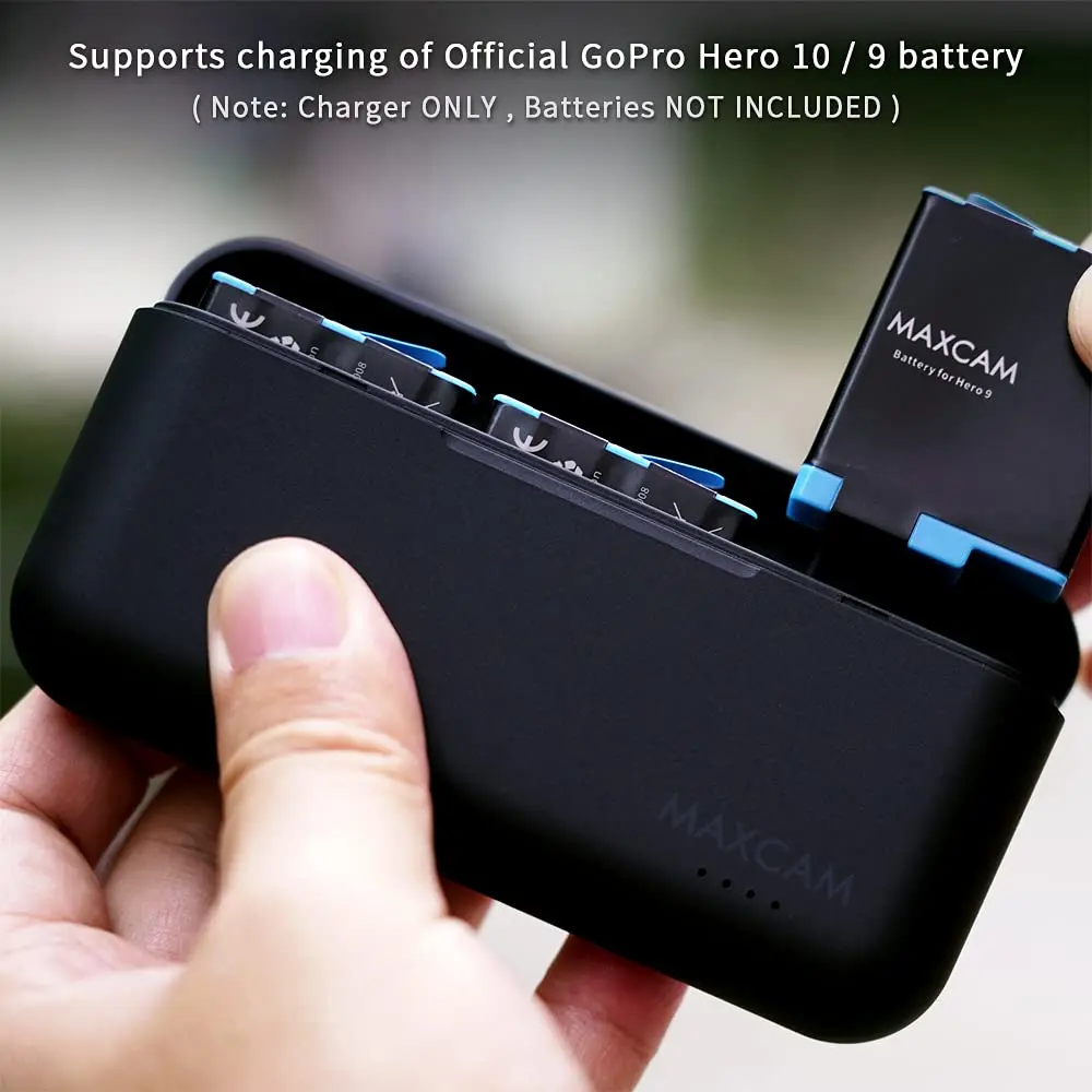 MAXCAM Battery Charger For GoPro 11 10 9 8 7 6 5 3 Smart Charging Case Rechargeable 1720mAh Battery Storage Box For Gopro Hero 3