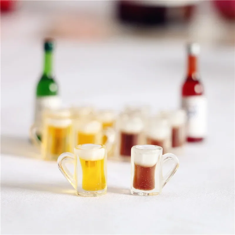 4 Piece Miniature Glass Drink Set - 1/12 Scale Dollhouse Wine, Cocktail, Beer Mug & Highball