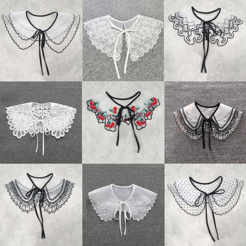 

New Women Lace Floral Print Fake False Collar Sweater Decorative Detachable Shirt Collar Blouse Top Women Clothes Accessories