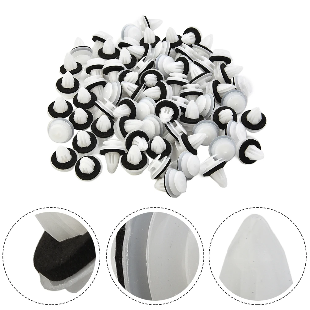 

100Pcs Car Door Panel Clips With Seal Ring Fastener Rivet Bumper Clips Retainer Car Interior Retaining Accessories