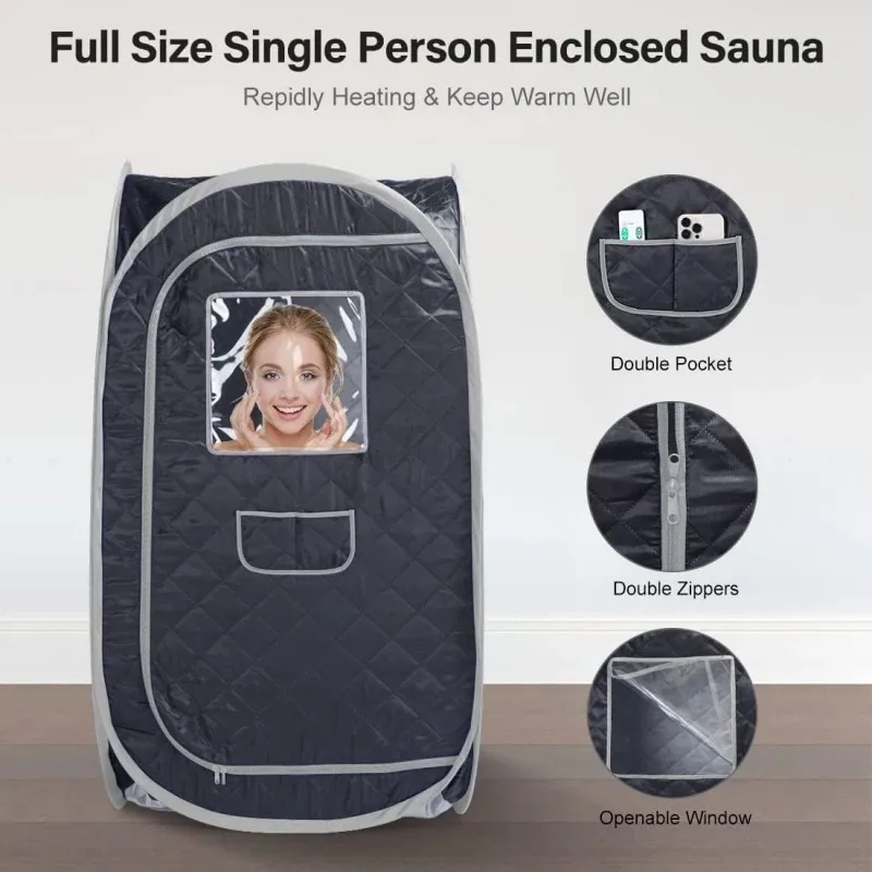 Portable Steam Sauna Set Foldable One Person SPA Tent with 3L Larger Steamer,Remote Control Weight Loss&Detox 2