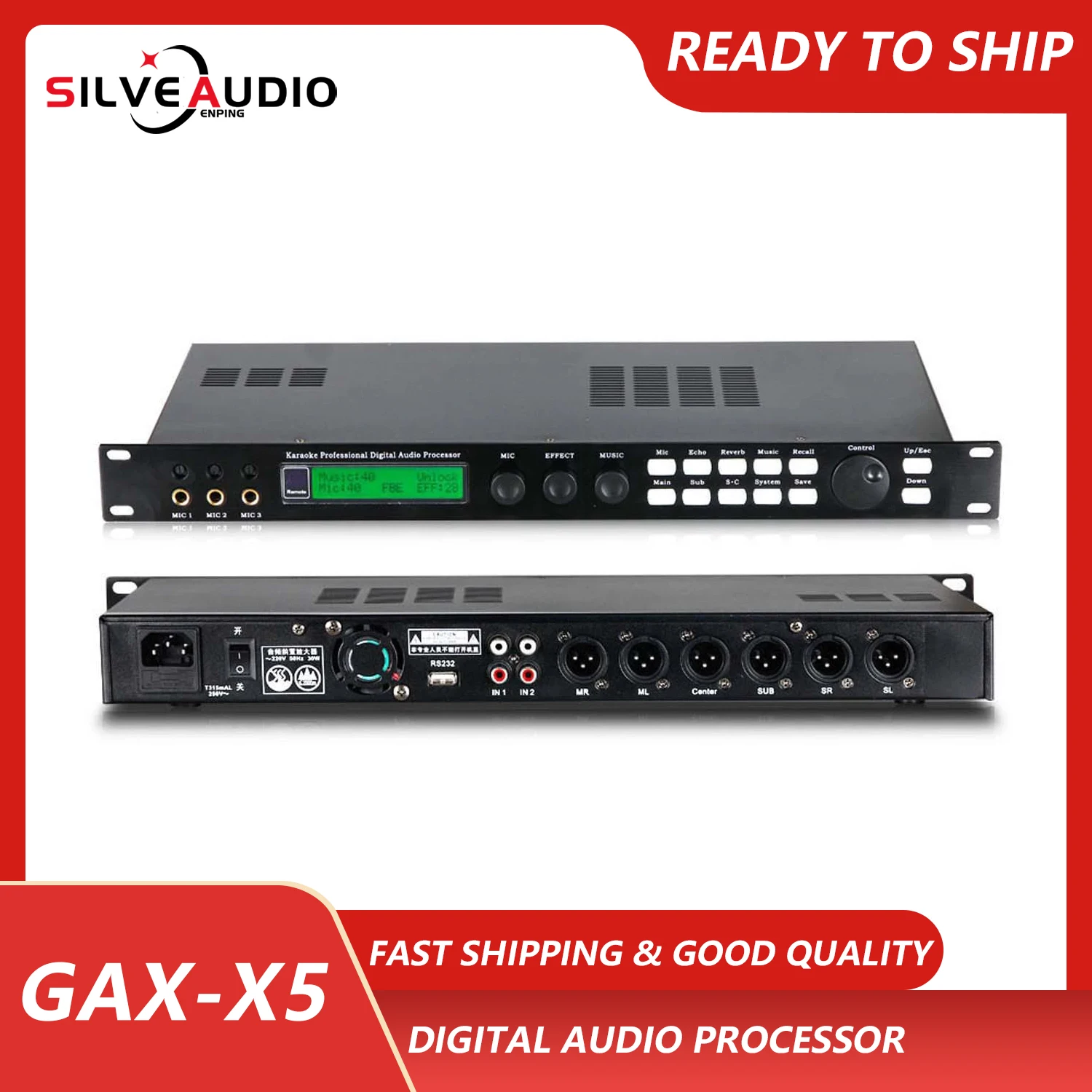 

GAX-X5 Karaoke Pre-effects KTV Professional Digital Audio Echo Effect Processor X5 DSP Audio Processor