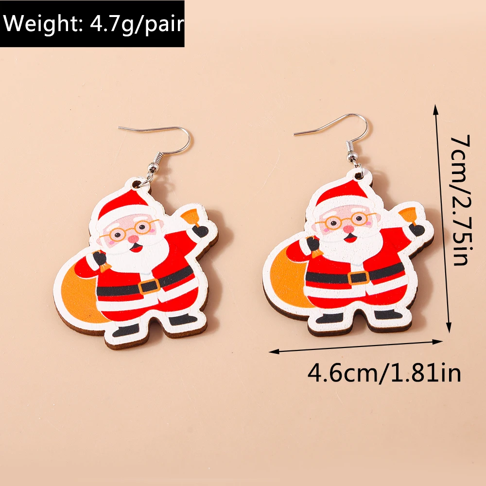 Aihua Neue Weihnachtsohrringe aus Holz für Frauen, niedlicher Weihnachtsmann, Schneemann, Schneeflocke, Hirsch, Baum, Ohrringe, Neujahrsparty, Schmuck, Geschenke – Detail 25