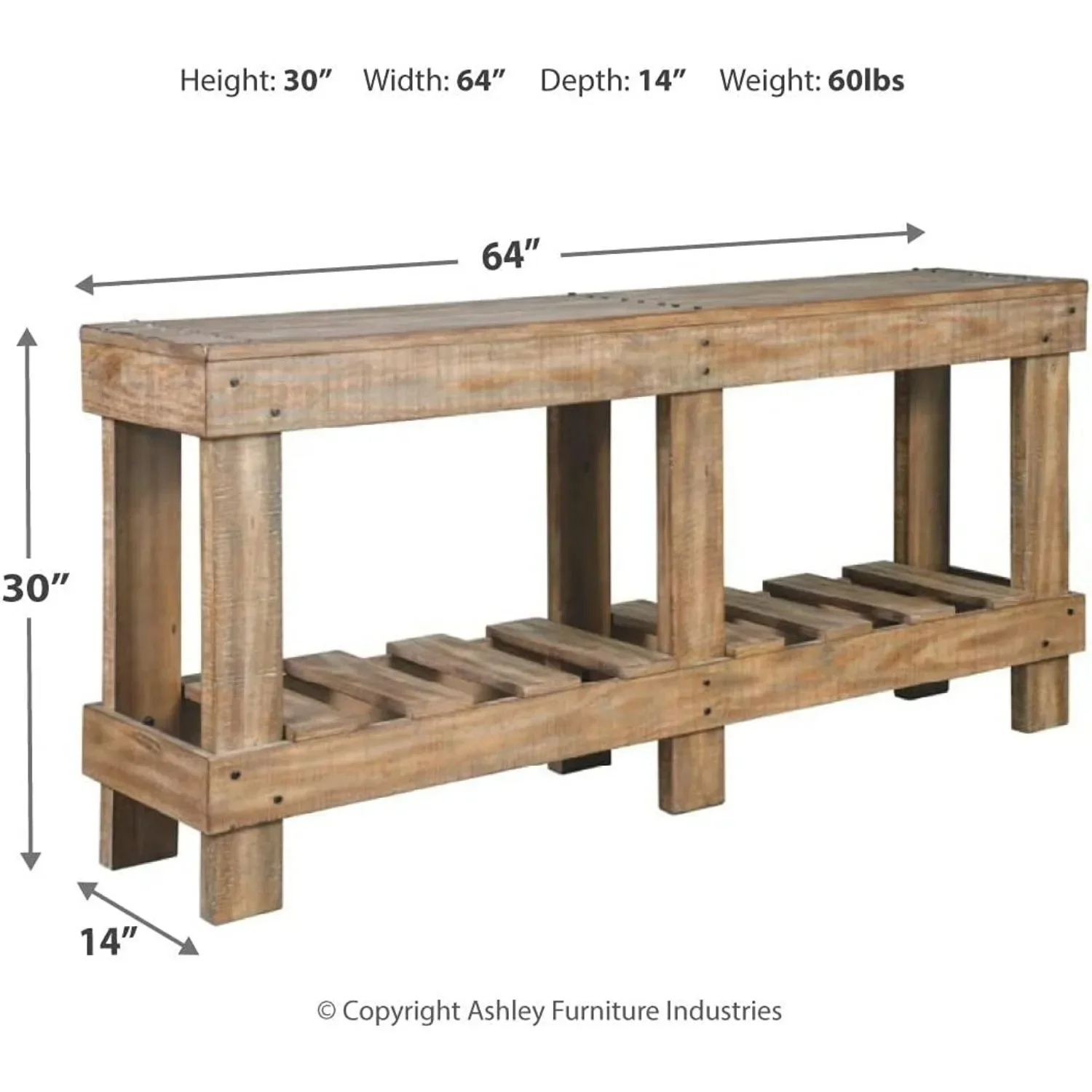Susandeer Rustic Farmhouse Console Sofa Table, Brown 4
