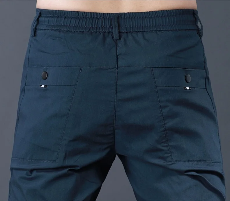 Summer Black Pants Men Casual Sport Pencil Pants Fashion Korean Style Slim Fit Elastic Waist Drawstring Jogging Trousers