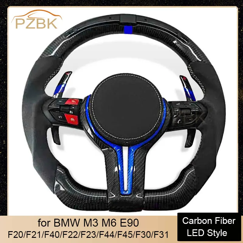 

Carbon Fiber Car Steering Wheel with LED Paddle Shifter for BMW E90 E91 E92 E93 E70 E71 E72 E53 E89 E84 E92 E93 E81 E87 E82 E88