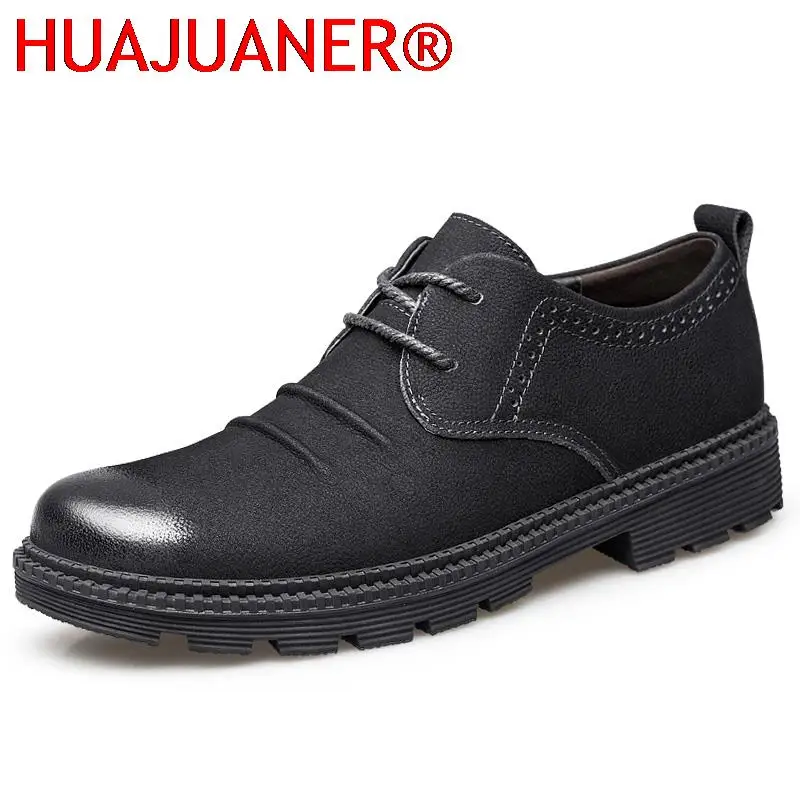 

Men Dress Shoes Man Formal Lace-up Oxford Large Size Genuine Leather Business Shoes Male Nubuck Vintage Men's Shoes High Quality