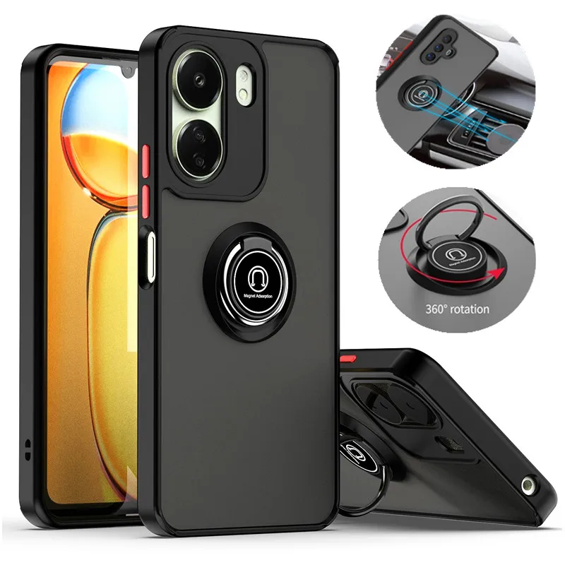 Armor Matte Case with Ring Magnetic Holder Stand - Robust Protection and Stylish Design