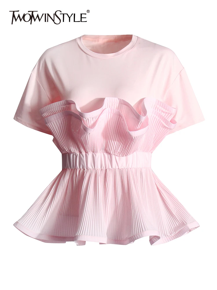 Pleated Twisted And Layered Short-sleeve T-shirt