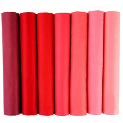 Set of 7 Cotton Fabric Squares - Assorted Sizes for DIY Patchwork, Quilting, Sewing, and Art Crafts (Red)