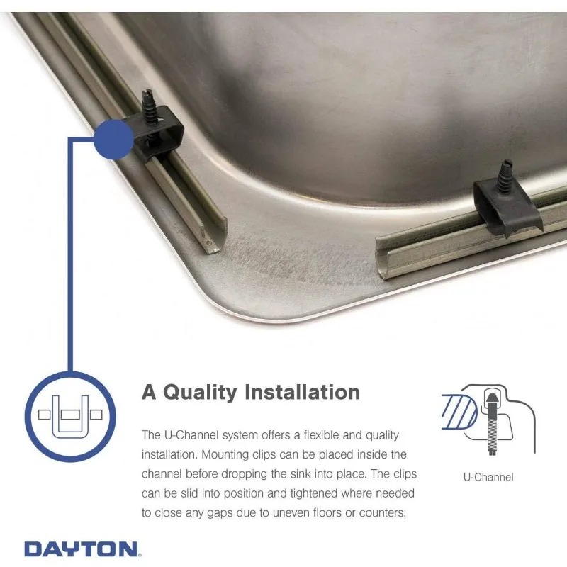 D115151 Dayton Single Bowl Drop-in Stainless Steel Bar Sink 15 x 15 with 2" Drain Hole 6