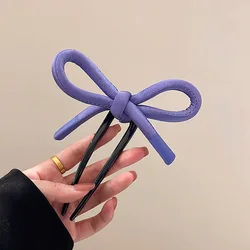 Chic Bow U - Shaped Hairpin - Trendy Fashion Accessory (Purple)