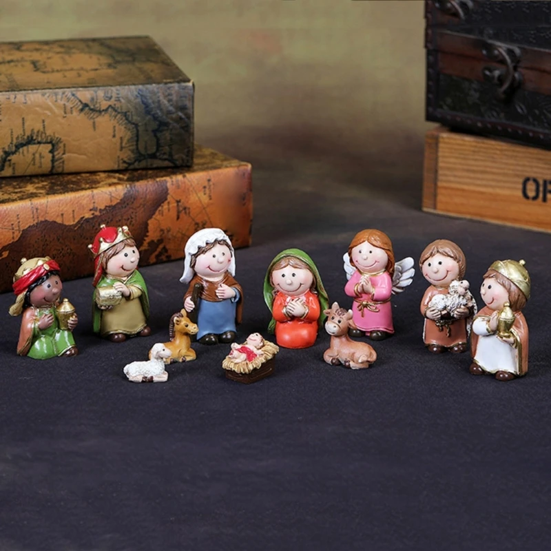 Holy Family Figures Crafts TV Shelf Fireplaces Room Christmas Decoration M68E