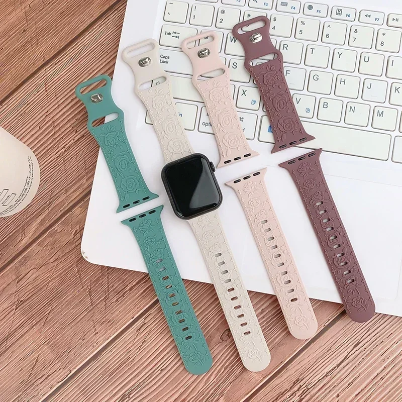 Roses Engraved Bracelet Strap