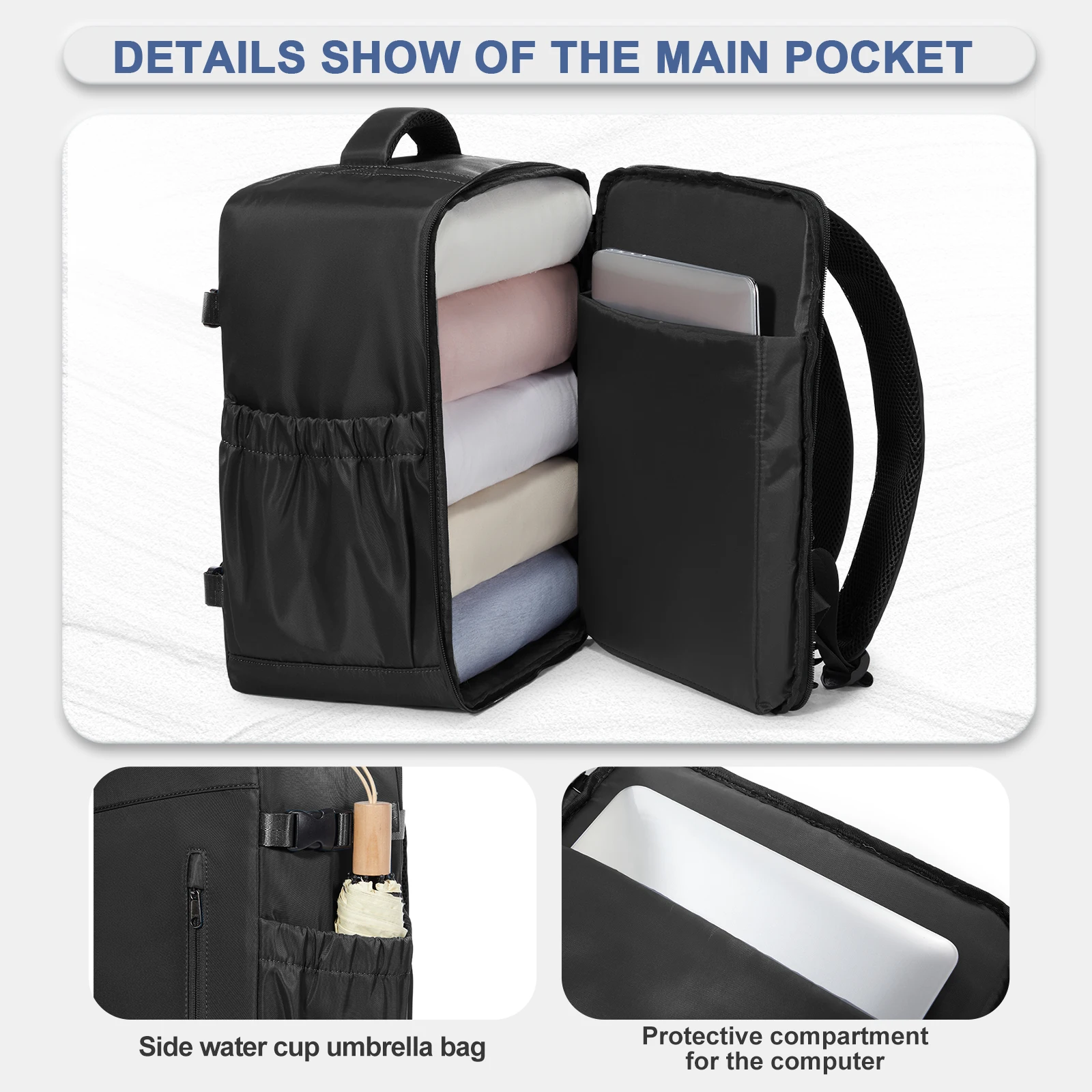 Under Seat Travel Backpack, Ryanair Wizzair 40x30x20 Airplane Travel Backpack, Men Business Laptop Backpack Carry-On Bag Package