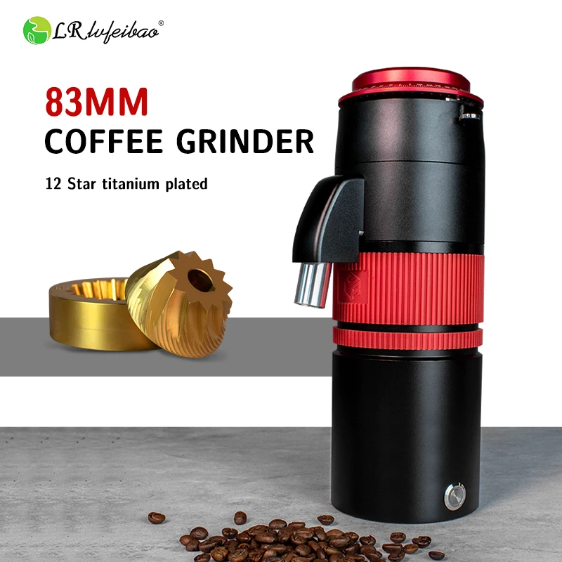 

LRlufeibao JT83 Electric Coffee Grinder 83mm Titanium Burr Stepless Adjustment 7sec Grinding 20g Espresso Commercial Coffee Mill