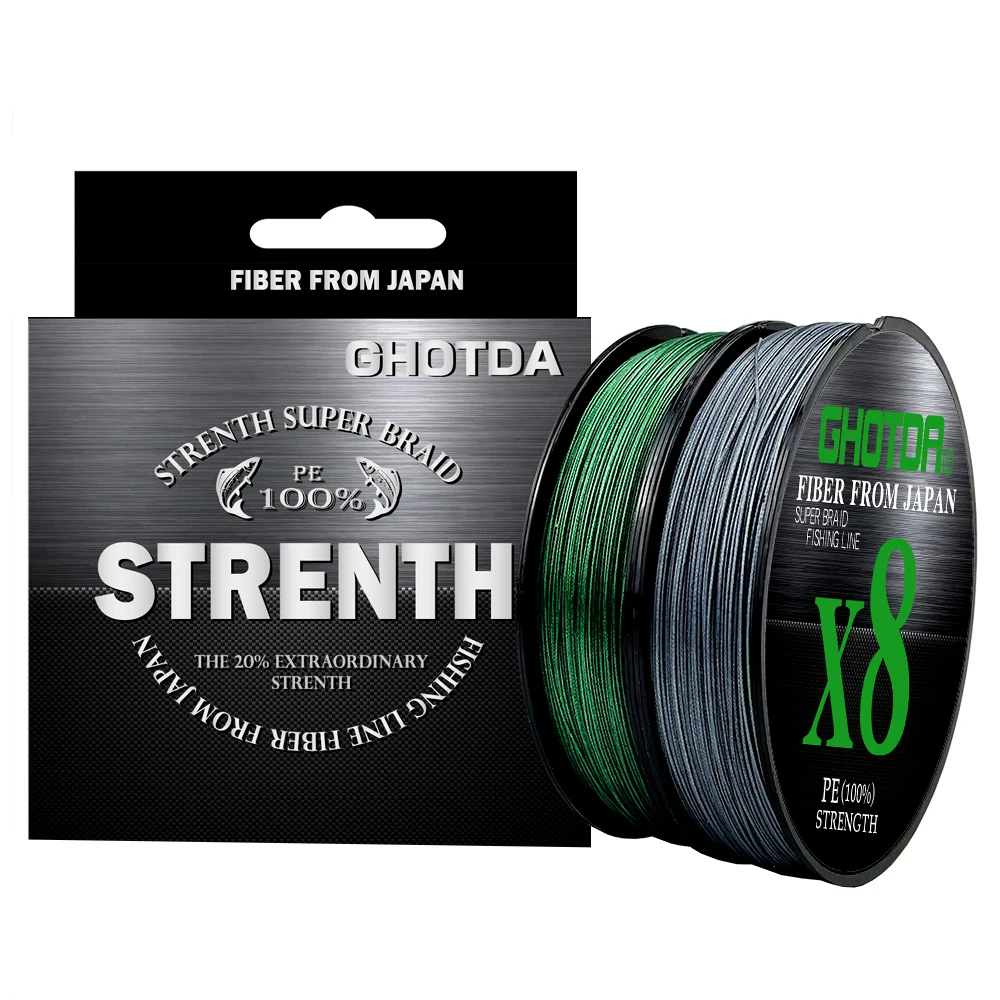 GHOTDA 8/9/12 Strands PE Braided Wire Multifilament Japan Import Fabric PE Line for Carp Fishing 0.6-8.0# 100M Fishing Line