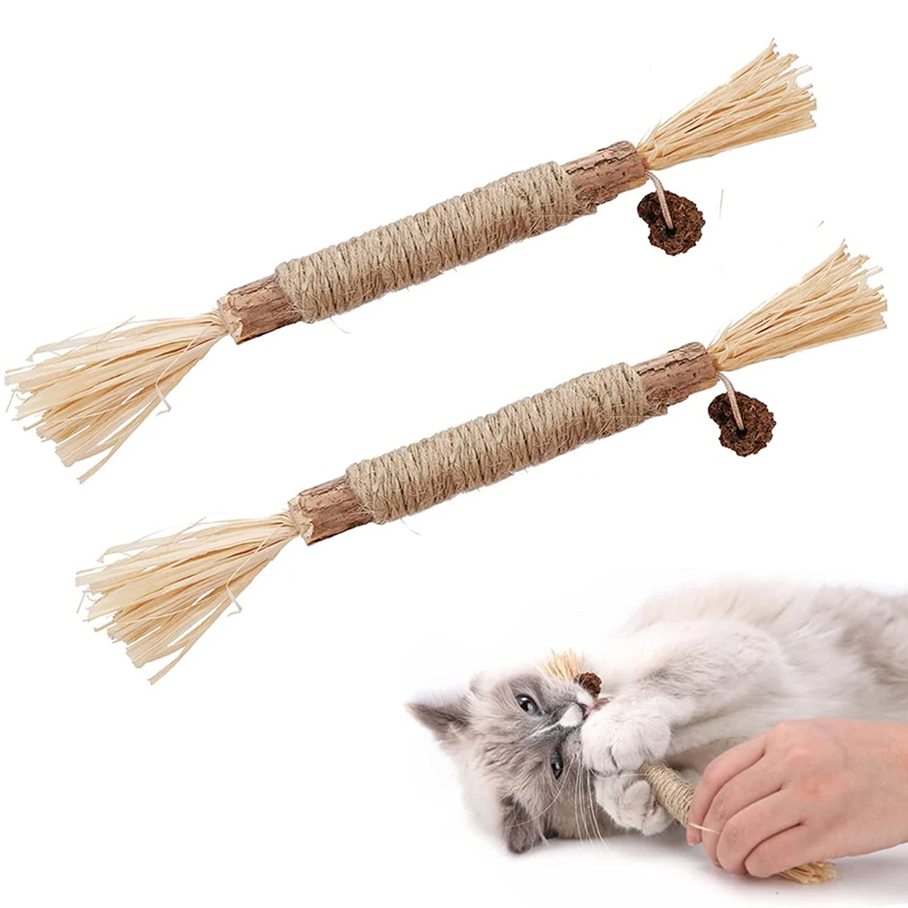 2PCS Cat Toys Kitten Teething Chew Toys Natural Chew Sticks for Pet Teeth Cleaning1