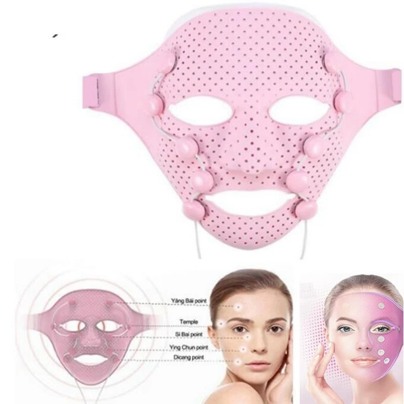 Facial Massager 3D Silicone Facial Mask Electric EMS Vibration Skin Rejuvenation Quick Face Lift V Slim
