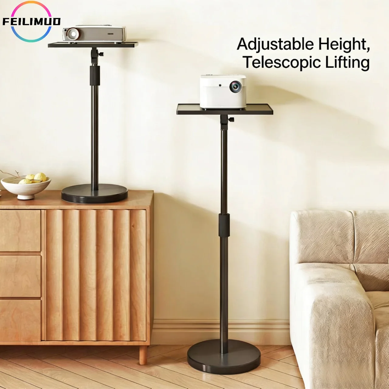 Feilimud 프로젝터 브래킷, 침대 옆 플로어 트레이, 배치 테이블, 드릴링이 필요 없는 리프팅 스토리지 랙, XGIMI JMGO 등에 적합