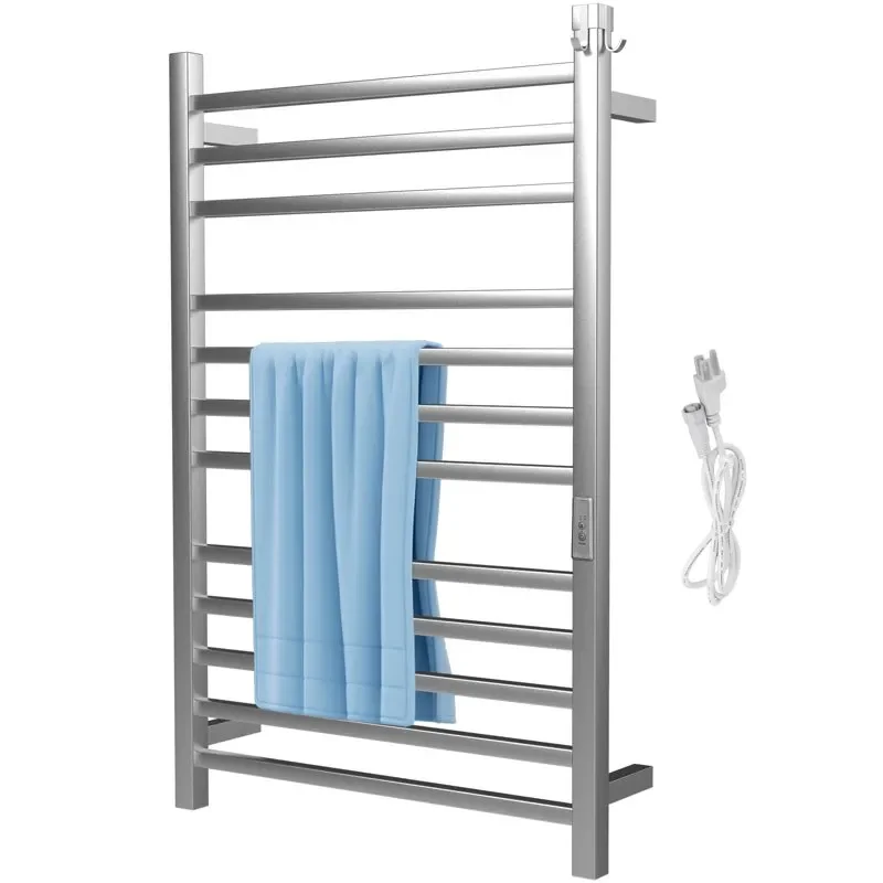 

Heated Towel Rack, 12 Bars Design, Polishing Brushed Stainless Steel Electric Towel Warmer with -in , Wall-Mounted for Bathroom,