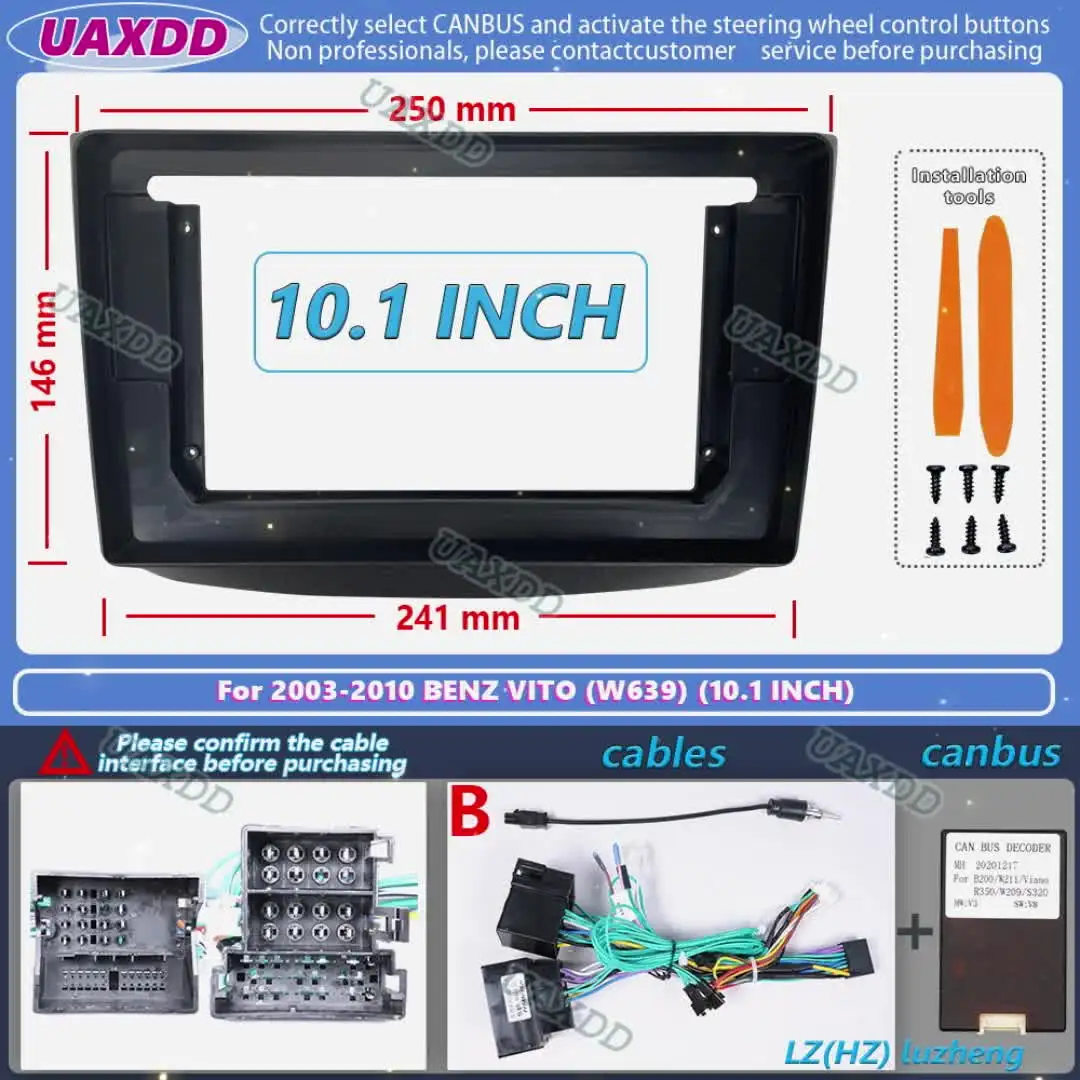 Cadre Radio 9/10 Pouces Pour Mercedes Vito 2 & Viano 2 (W639) 2003-2015 - Facile à Installer - 9