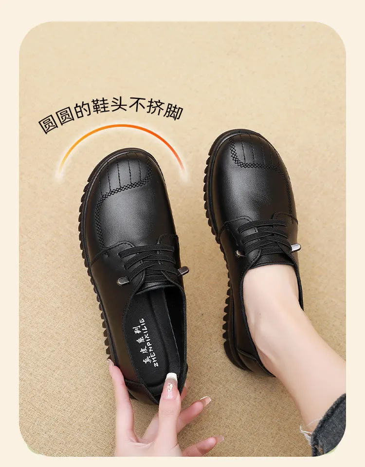 Leder Damenschuhe lässig Slipper Slipper Mutter Freizeit schuhe schwarz Mokassins Turnschuhe bequeme flache Schuhe Zapatos Mujer – Detail 3