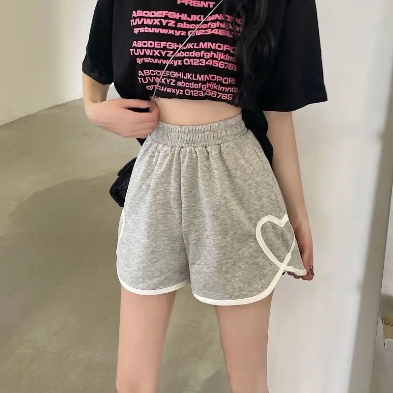 여성 캐주얼 스트리트웨어 Y2K 스포츠 러닝 비치 반바지, 섹시한 신축성 하이 웨이스트, 루즈한 와이드 레그 반바지, 여름 패션