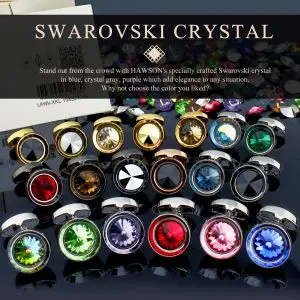 Luxury Gold Tone Crystal Cufflinks Set for Men - Wedding Shirt Accessories with Chain and Gemstones