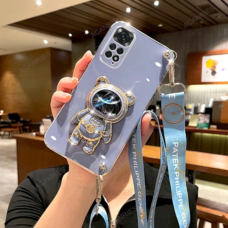 Étui de protection en silicone avec lanière pour Xiaomi Redmi Note 11 Pro 4G 5G 11S 10 10S 11Pro 9 8 Astronaut_voghion.com