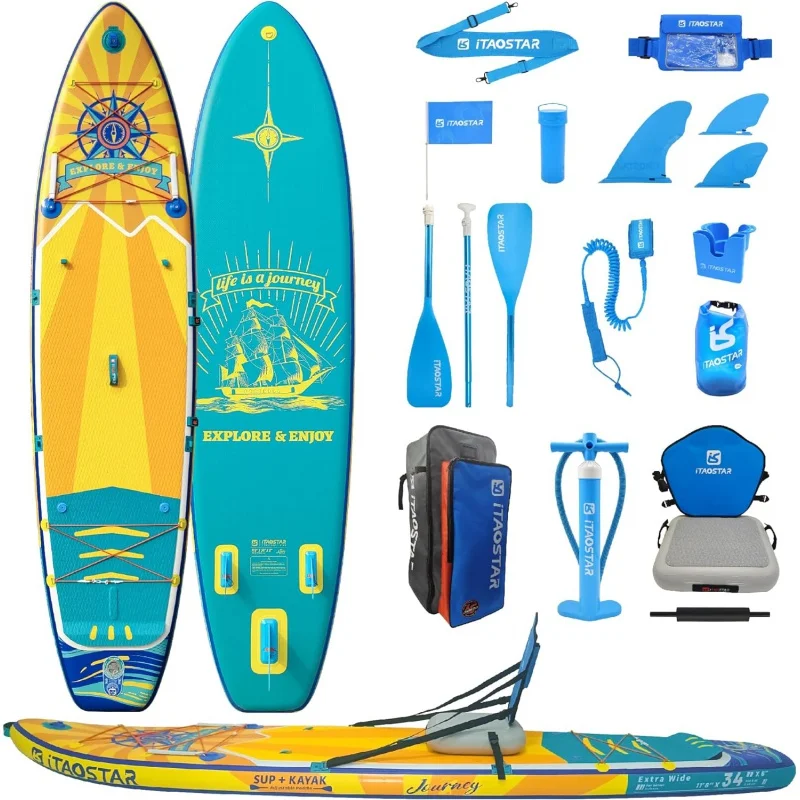 

Journey 34"/35" Extra Wide Paddle Board for Better Balance, Inflatable Stand Up Paddle Board with Premium SUP Accessories, Infla