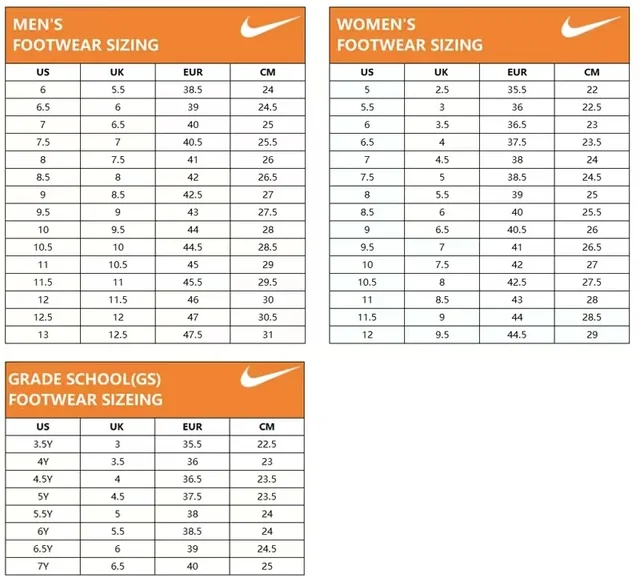 Nike Men's Foot Width Size Chart Shoe Width Shoe Size Men&