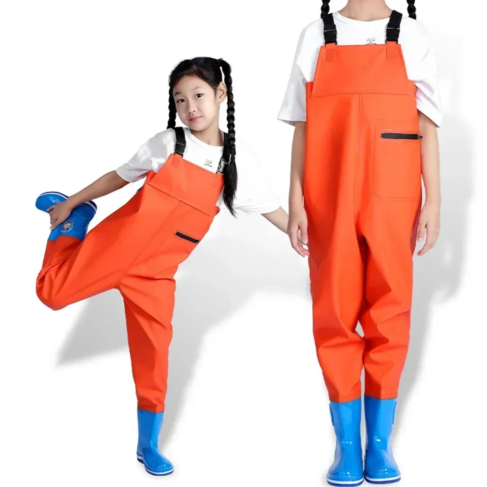 Kids Waders With Boots 4-Color Available Full Body Rain Trousers For Youth Teenagers Fishing Waterproof Pants fly fishing waders
