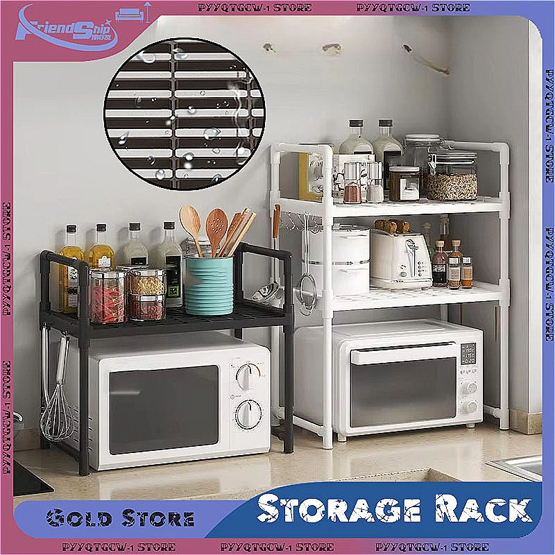 Kitchen Storage Rack Multi-Layer Condiment Organizer Shelf Microwave Shelf Simple Countertop Tidying Shelves Kitchen Accessories