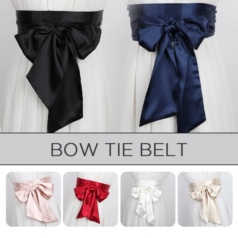 

Elegant Satin Silk Wide Belt Women Slimming Solid Japanese Obi Lace Up Waistbands Bathrobe Kimono Dress Belt Corset Cummerbund