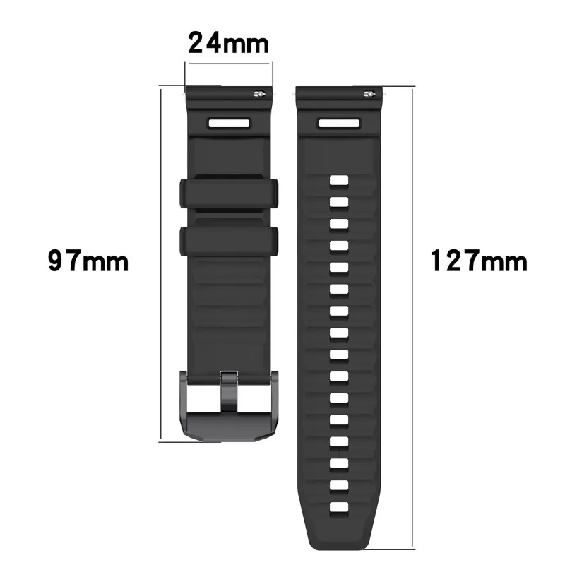 Silicone Sport Strap - 24mm Width Replacement Wristband Accessory