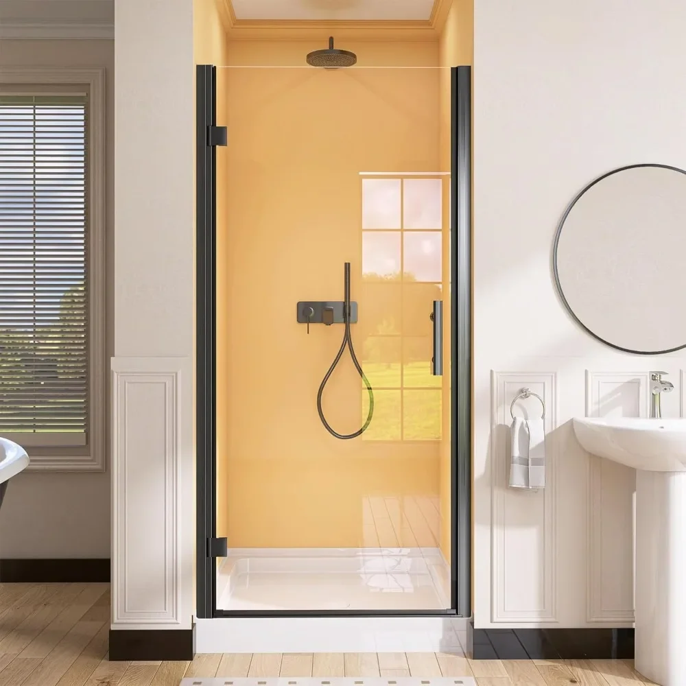 Shower Door Pivot Frameless 36 in.W X 72 in.H, Swing Single Small Shower Door with 1/4 in. Clear Tempered Glass Panel