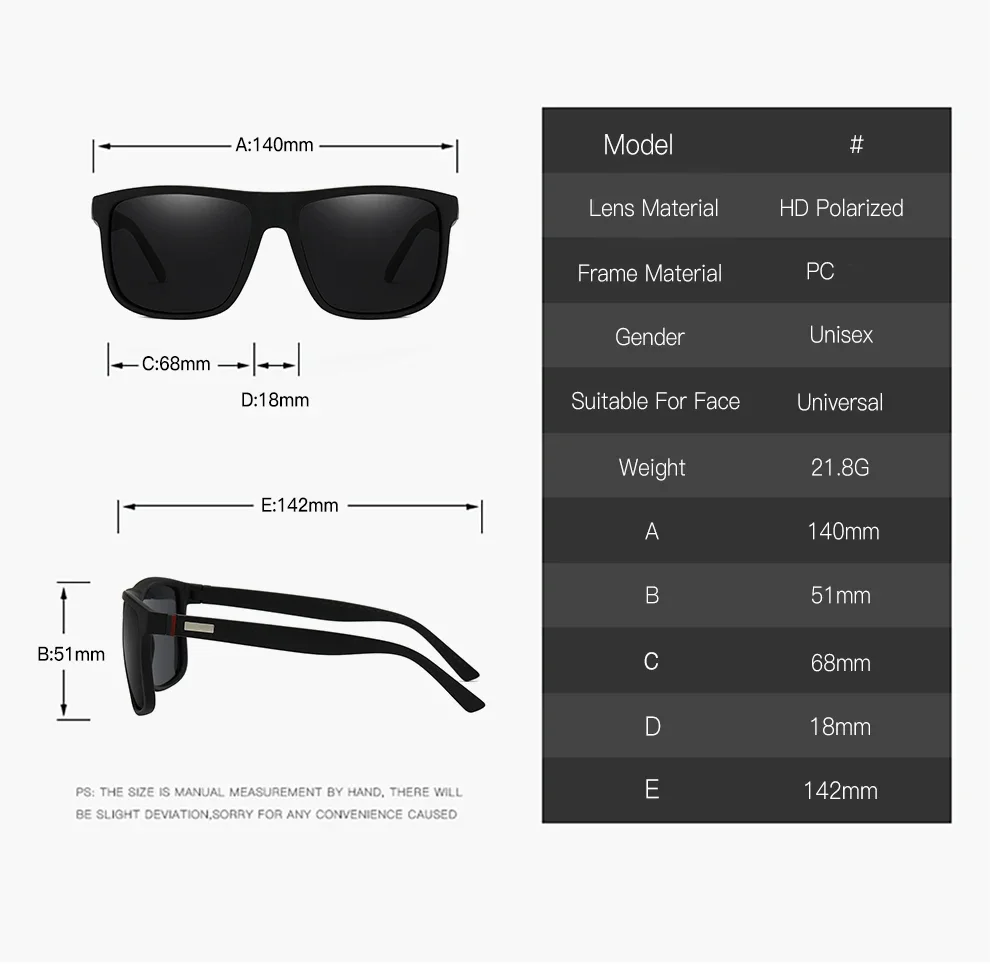 Luxury Vintage Square Sunglasses Unisex - Designer UV400 Sun Glasses for Men Women, Driving Fishing Polarized Eyewear