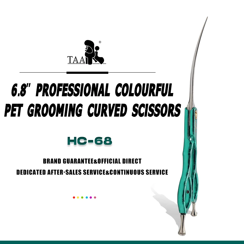 TAA Dog Scissors Professional Pet Scissors for Dog Curved 440C Alloy Steel Shear 6.8 Inch Ultra-Light Grooming Shear