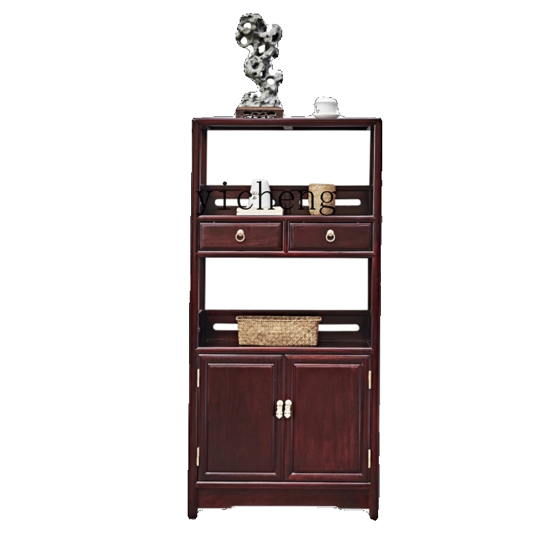 

Solid Wood Tea Cabinet Chinese Style Side Table Double Door Cabinet Rosewood Small Bookshelf Tea Cabinet