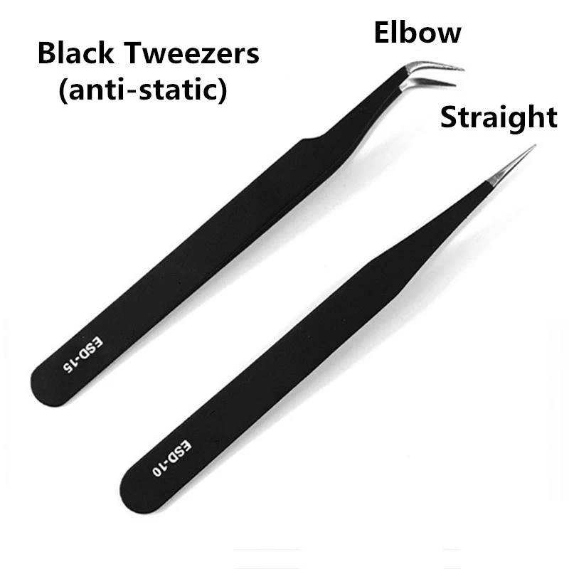 Black Stainless Steel Tweezers Nail Art Acrylic Gel Rhinestones Paillette Nipper Picking Nail Art Equipment Manicure Tools